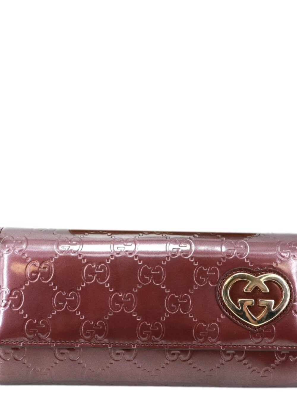 Gucci  Signature Lovely Heart GG Leather Continental Wallet Burgundy 245728